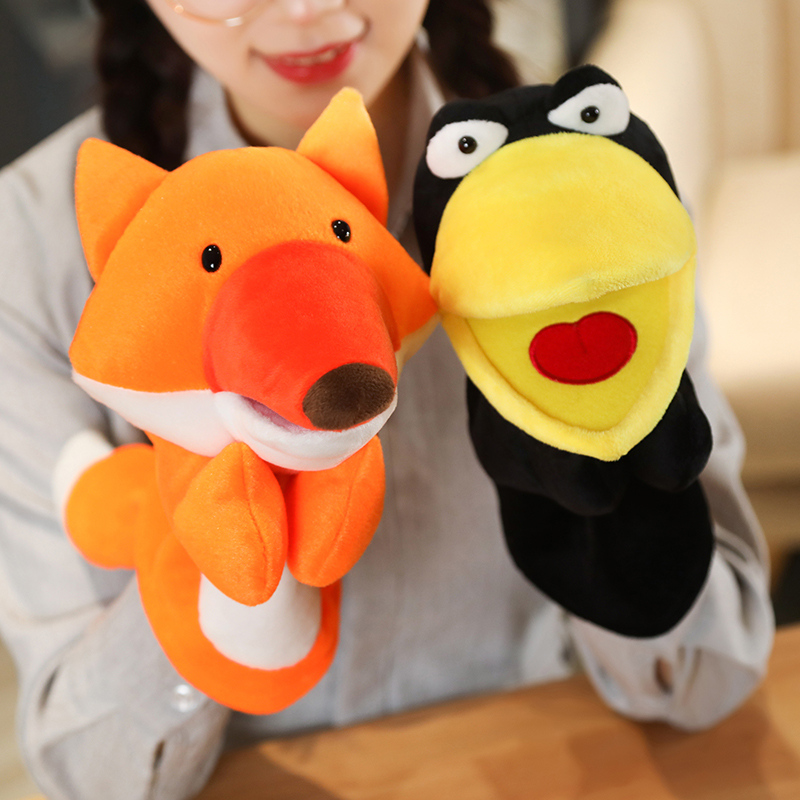 Kids Education Story - 25cm Fox Crow Baby Hand Puppet