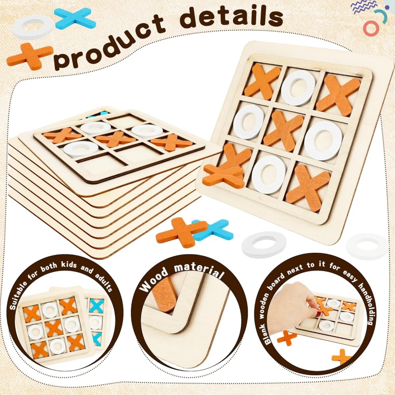 Wooden Tic Tac Toe Games Puzzl - Kids Education Template review and price