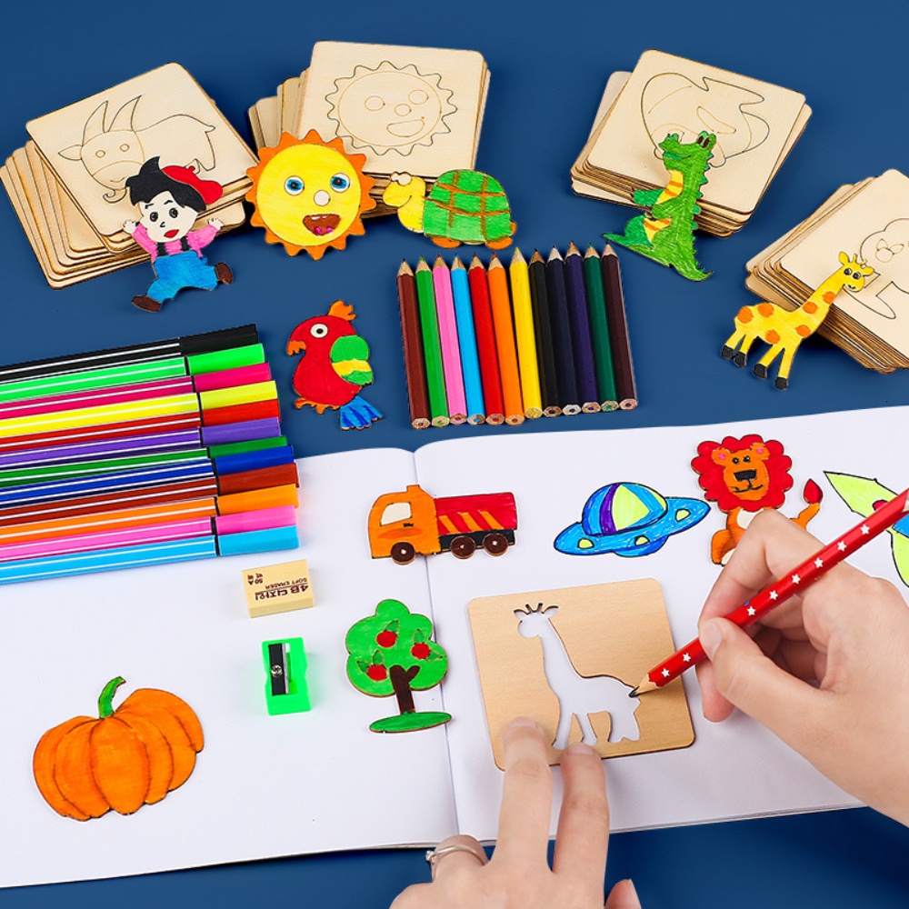 20pcs Kids Drawing Toys Wooden - Kids Education Template review and price