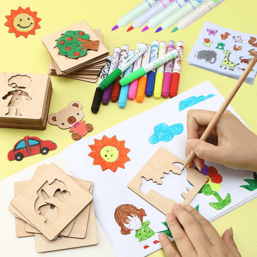 20pcs Kids Drawing Toys Wooden - Kids Education Template review and price